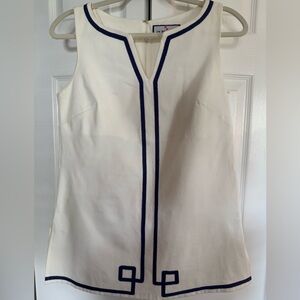 CK BRADLEY Sleeveless Cream Dress with Navy Trim (M)